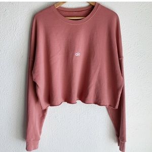 Alo Crewneck Cropped Pink Sweatshirt Sz Large